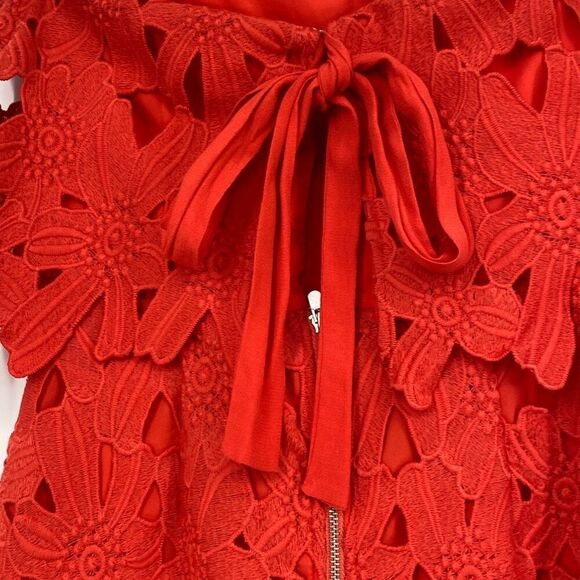Saylor x Free People Erin Red Lace Strapless Knee Length Pretty  Dress Coral Red - Picture 8 of 15